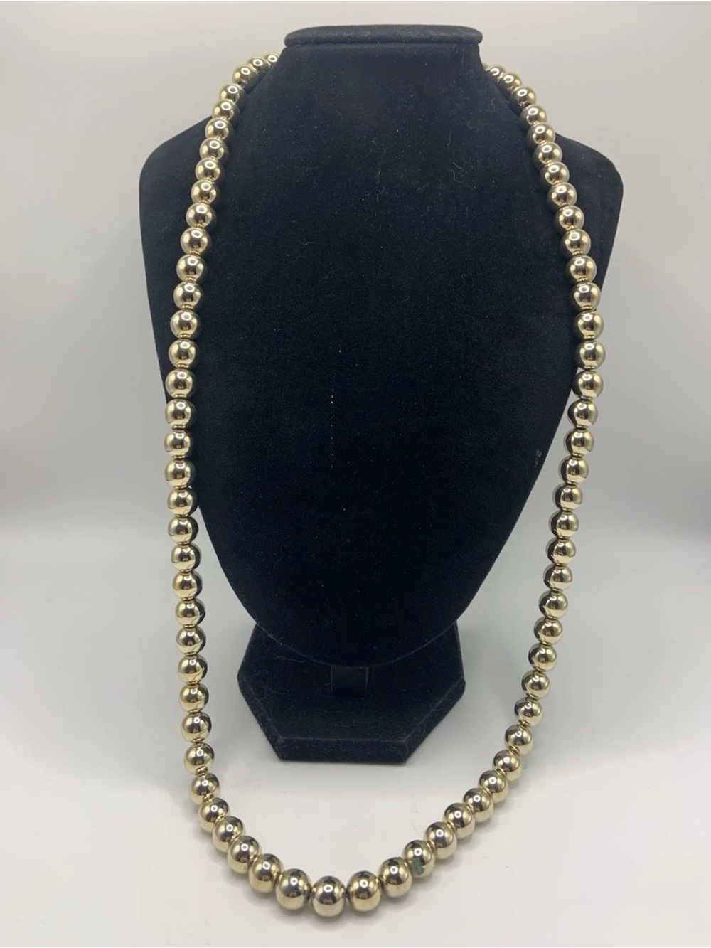 Vintage Gold Tone Metal Beaded on Chain Necklace